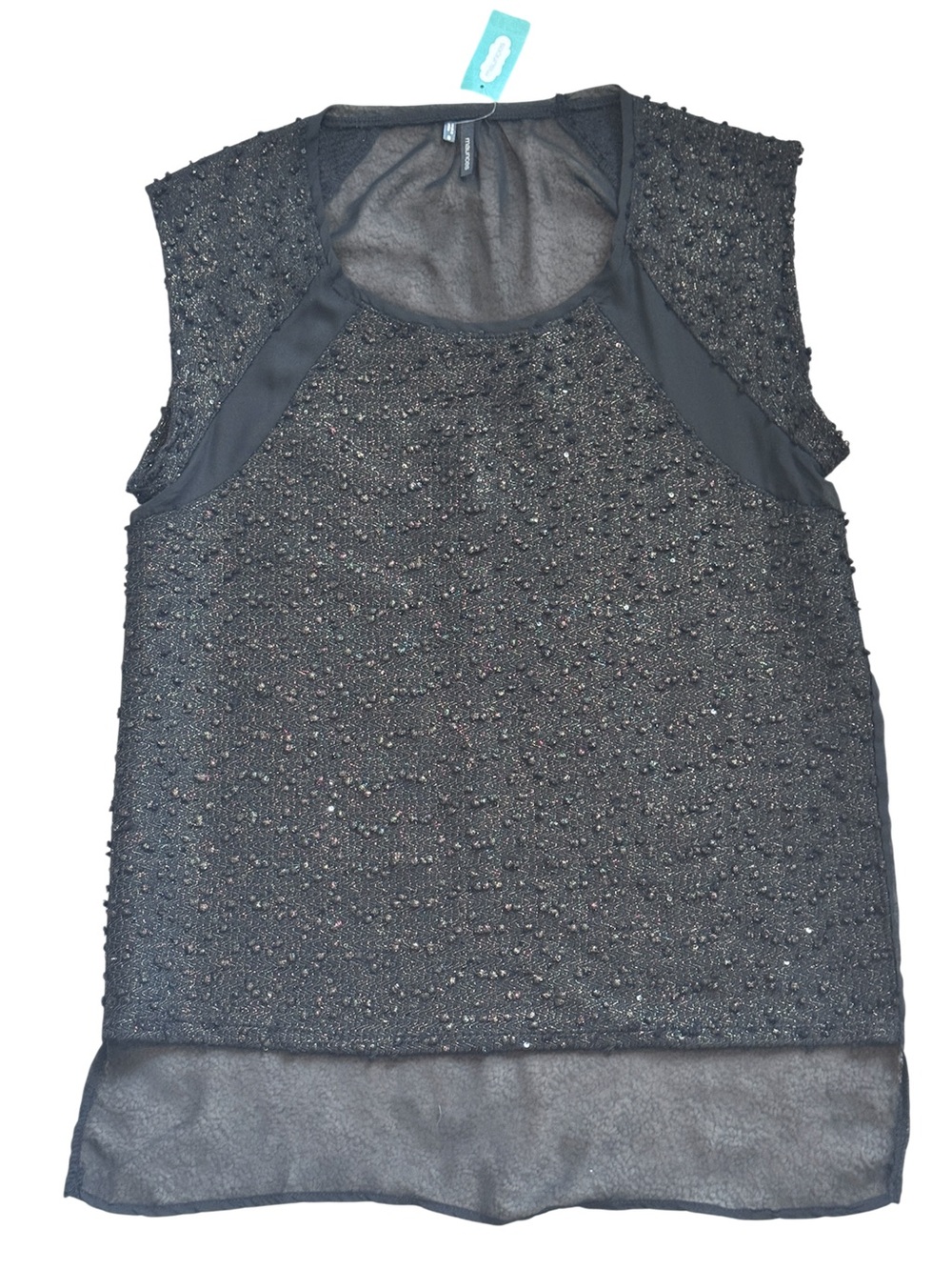 Maurices Black Beaded Sheer Hem Sleeveless Tunic